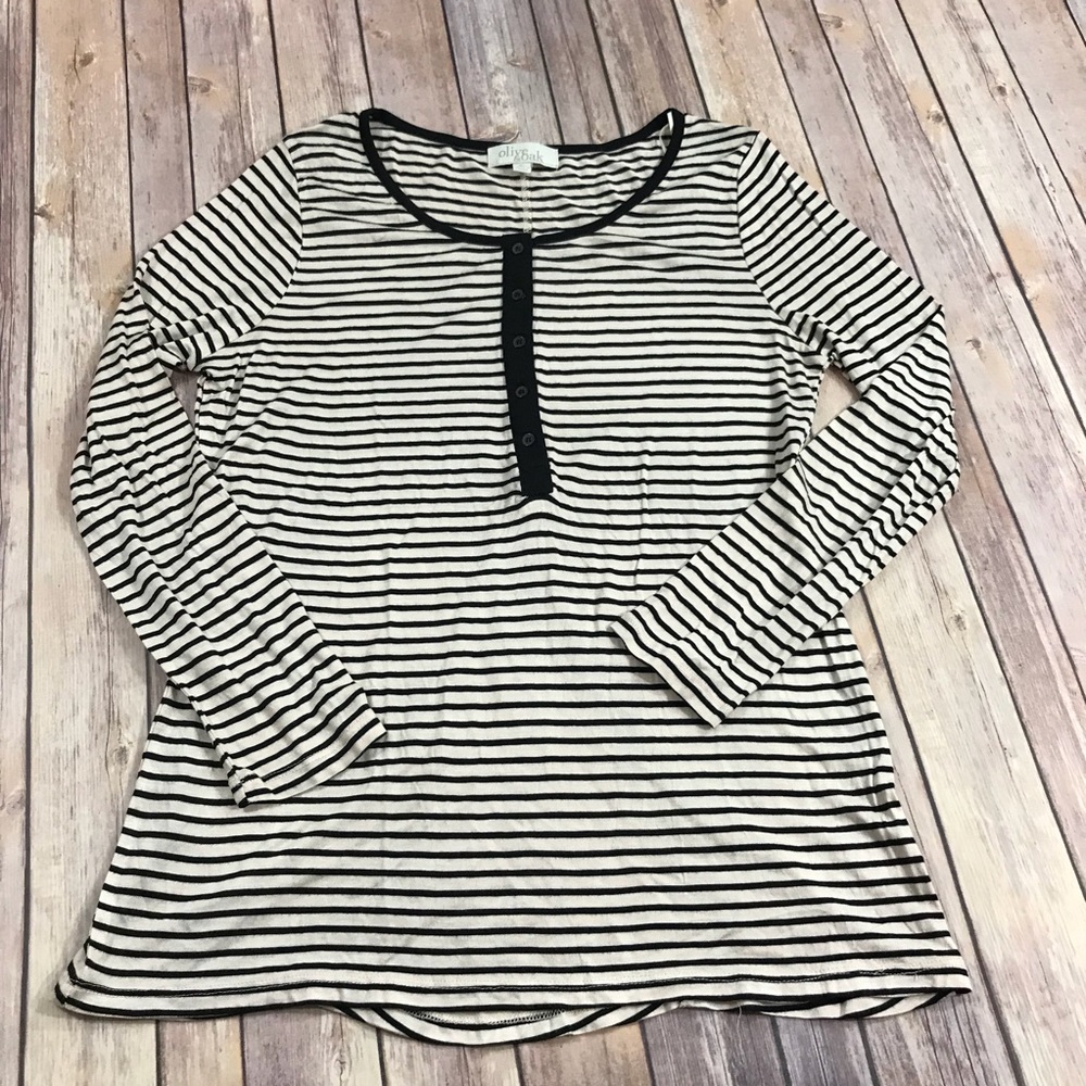 Olive & Oak Long Sleeve Striped Henley Size XL
